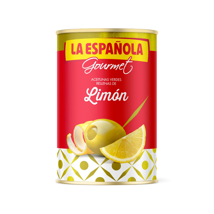 La Española. Green Mazanilla olives stuffed with lemon