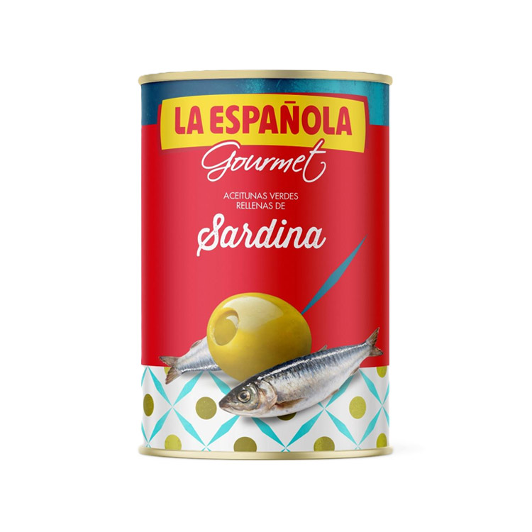 La Española. Green Manzanilla olives stuffed with sardines
