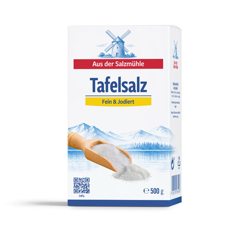 Aus der Salzmühle. Sal de mesa fina con yodo